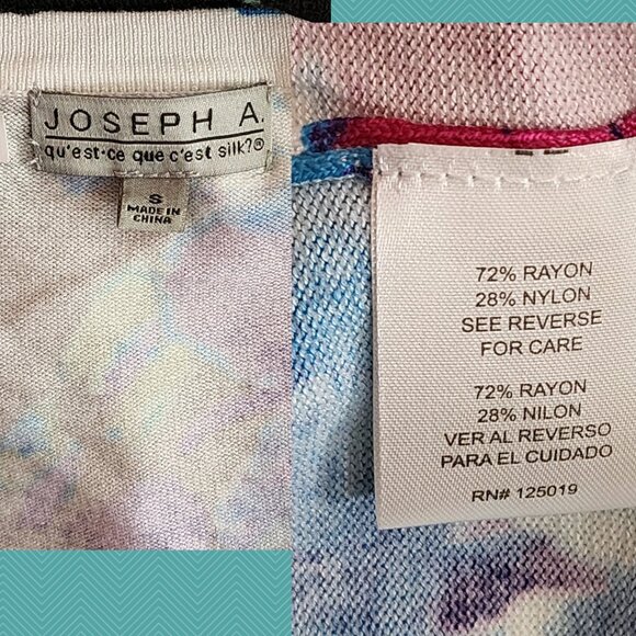 Joseph A. Colorful Watercolor Floral Artsy Open Front Cropped Cardigan Teacher - Picture 4 of 4